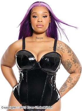 Bustier mit Schultergurten, Lack, durchsichtige Rücken, Plus Size